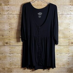 Torrid Women’s Super Soft Knit Black Babydoll Tunic Top Scoop Neck EUC Size 1X